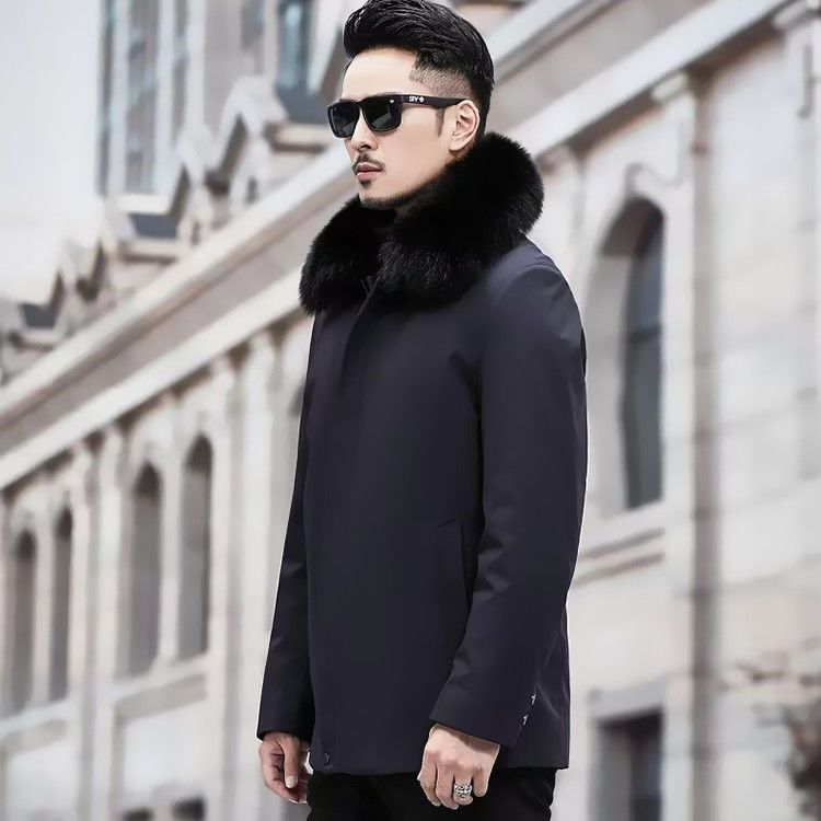 중노년층 여우 사각깃 탈부착형 토끼털 파이로 겨울 두꺼워진 따뜻한 털코트[프리퍼소매]