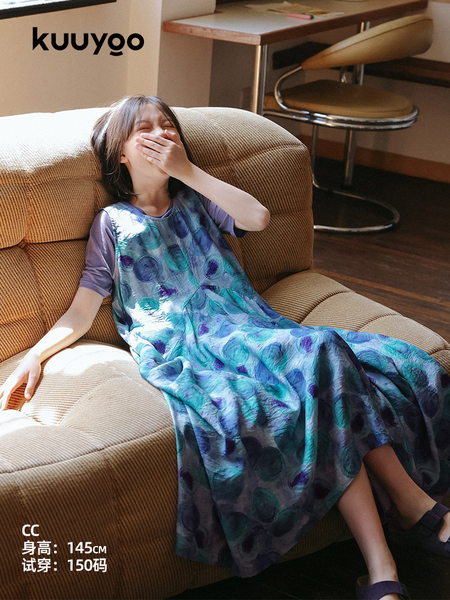 KUUYOO立体裁剪无袖波点连衣裙中大童夏季宽松背心长裙女童裙子 — 5