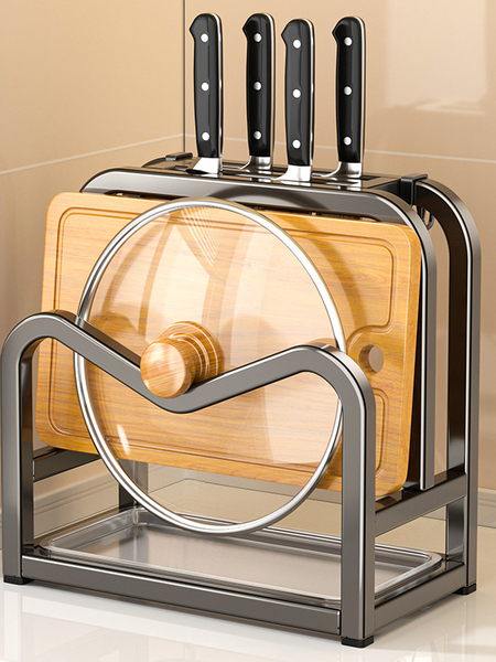 厨房刀架置物架多功能菜板刀具座台面菜刀砧板锅盖一体收纳放置架