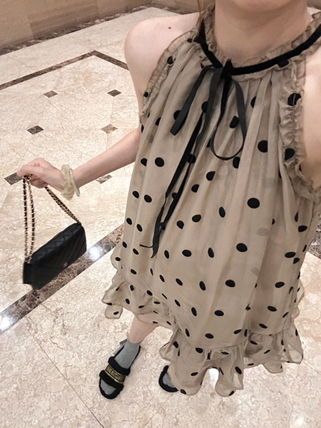 孕妇夏季连衣裙女2026新款时尚法式波点裙夏装小个子潮妈宽松裙子