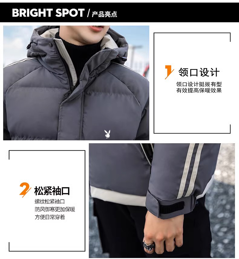 SPECIAL PRICE THICKENED TIDE BRAND DOWN COTTON JACKET MENS NEW AUTUMN AND WINTER THICKENED WARM COTTON JACKET YOUTH TREND HOODED