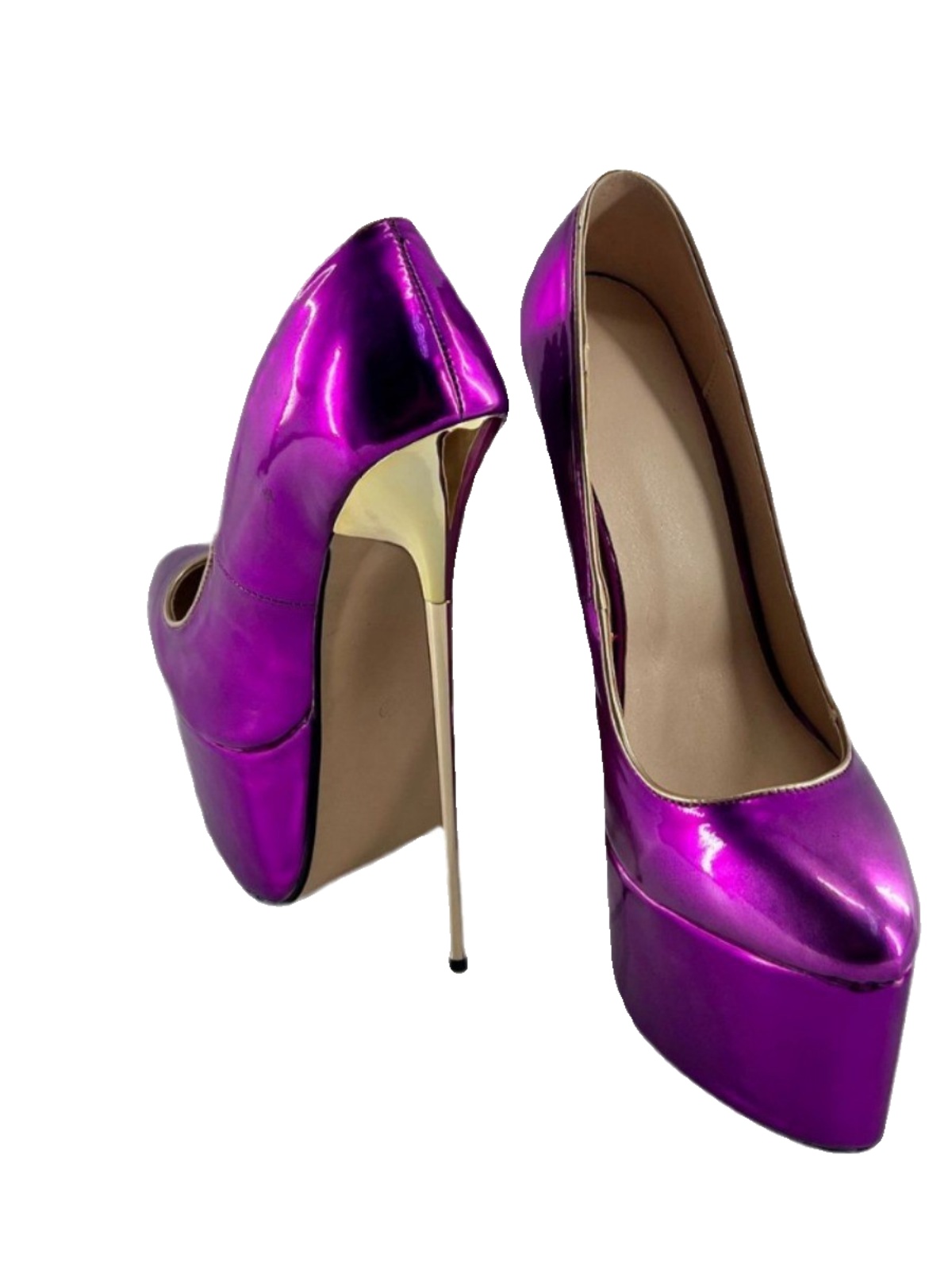 EUROPE AND THE UNITED STATES 2023 NEW 22CM ULTRA-HIGH HEEL METAL STILETTO PLATFORM CATWALK MODEL HIGH HEELS NIGHT MARKET THICK SOLE