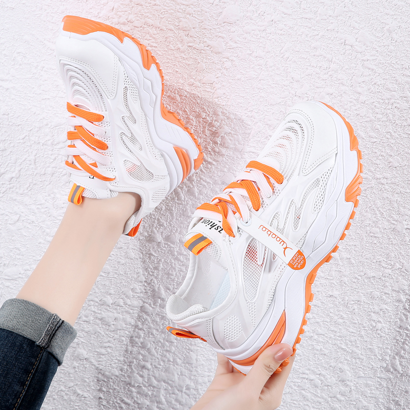 RED GREEN FLY VERSATILE WOMENS SNEAKERS 41-424024 SIZE MESH NEW SUMMER SHOES BIG DADDY BREATHABLE RUNNING BREAK