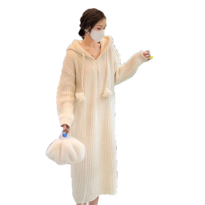 BRITISH NEXT ROAD MATERNITY DRESS SPRING AND AUTUMN FASHION FASHION MOM KNITTED LONG SWEATER WINTER DRESS