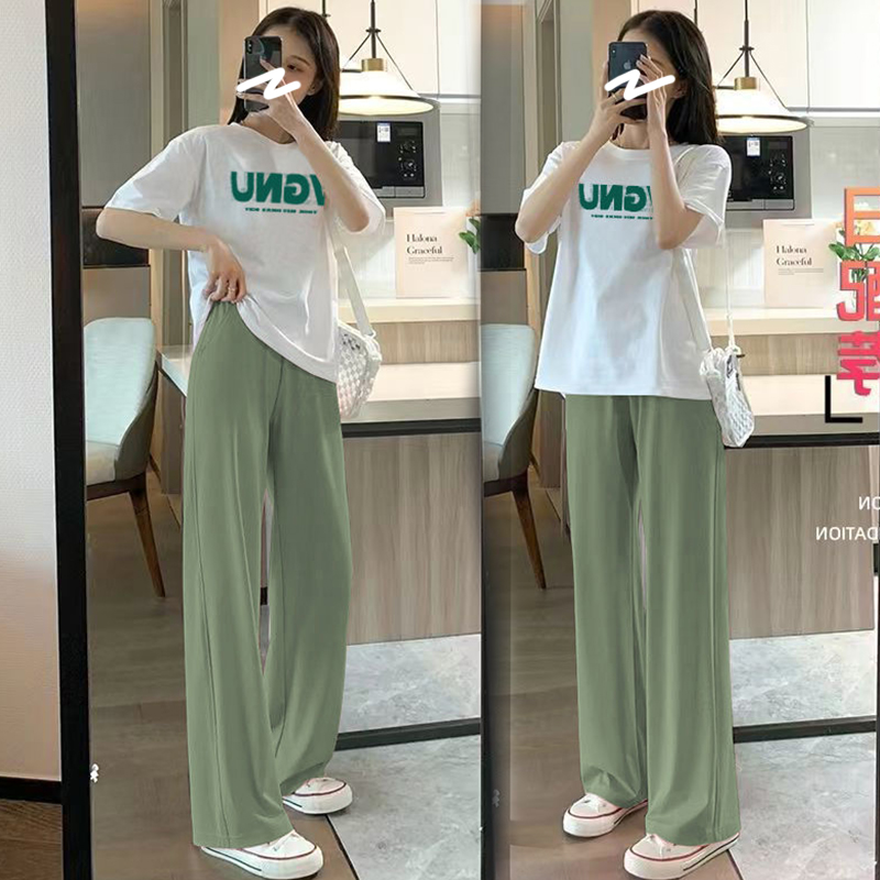 UK NEXT ROAD MATERNITY SUIT FASHION FOREIGN SHORT SLEEVE THIN LETTER TOP T-SHIRT PANTS TWO-PIECE SUMMER SET
