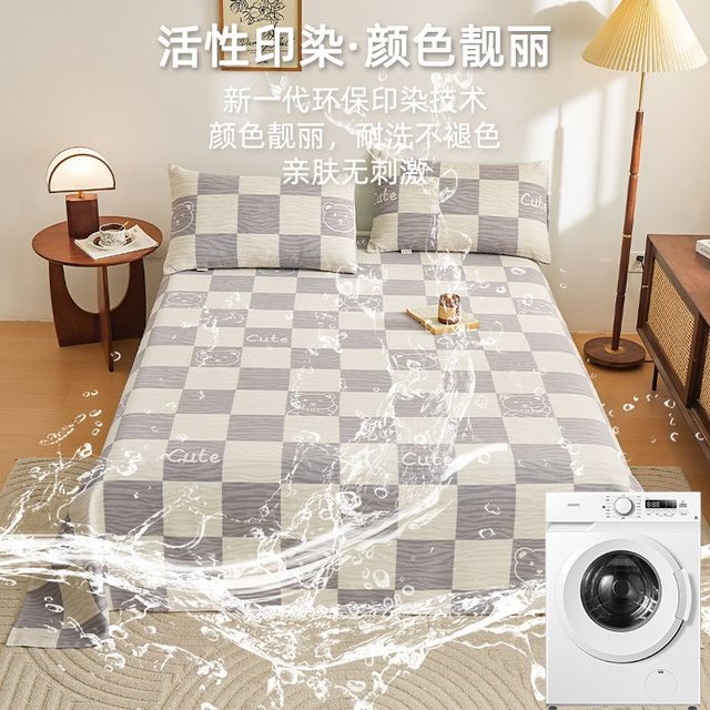 Old coarse cloth bed sheet single piece cotton quilt single pillowcase three piece set 100 summer coarse cloth thickened student dormitory