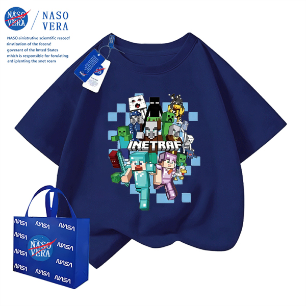 NASA联名我的世界夏季儿童短袖T恤时尚痞帅男童休闲运动半袖上衣 — 4