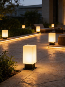 Outdoor Waterproof Imitation Marble Lawn Lamp, New Chinese-Style Square Landscape Street Lamp, Minimalist Ground Lamp fo