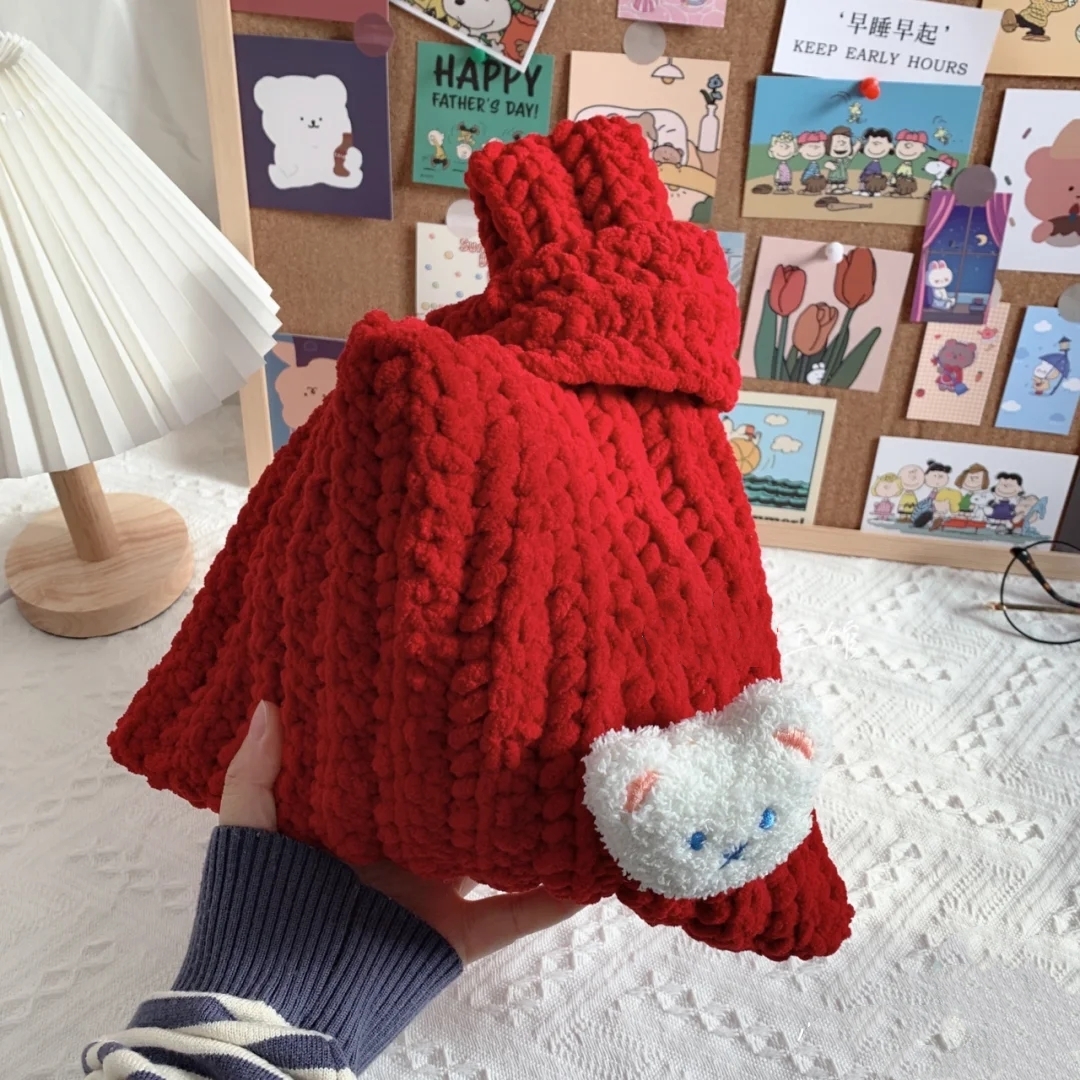 CHRISTMAS DAY NEW HAND-WOVEN DIY MATERIAL BAG DOLL BEAR ONE SHOULDER WRIST BAG GIFT FOR GIRLFRIEND
