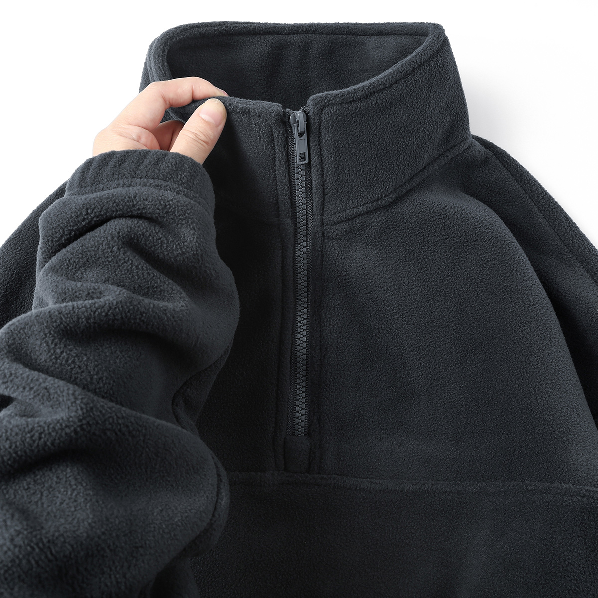 AMERICAN  HEAVY FLEECE JACKET MENS AUTUMN AND WINTER FLEECE THICKENED HALF ZIPPER SWEATSHIRT WARM STAND UP COLLAR JACKET MEN AND WOMEN