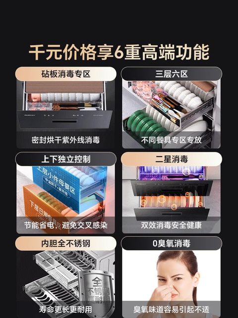 Kangbao smart disinfection cabinet household embedded stainless steel large capacity cupboard tableware storage and drying +40