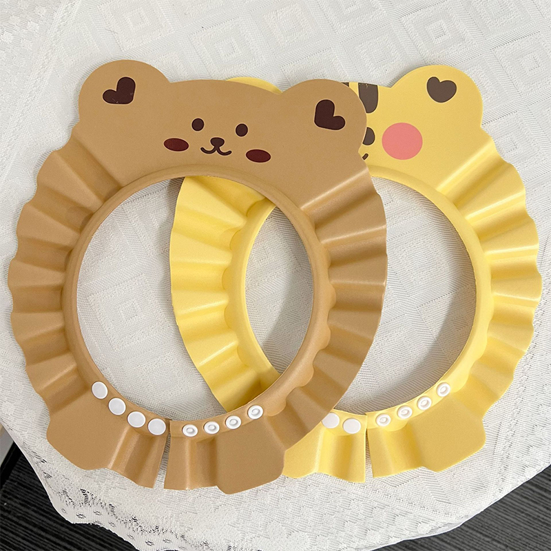 KOREAN STYLE BABY BATH CAP BABY BATH ARTIFACT BEAR SHOWER CAP BABY ADJUSTABLE WATERPROOF EAR PROTECTION HAT
