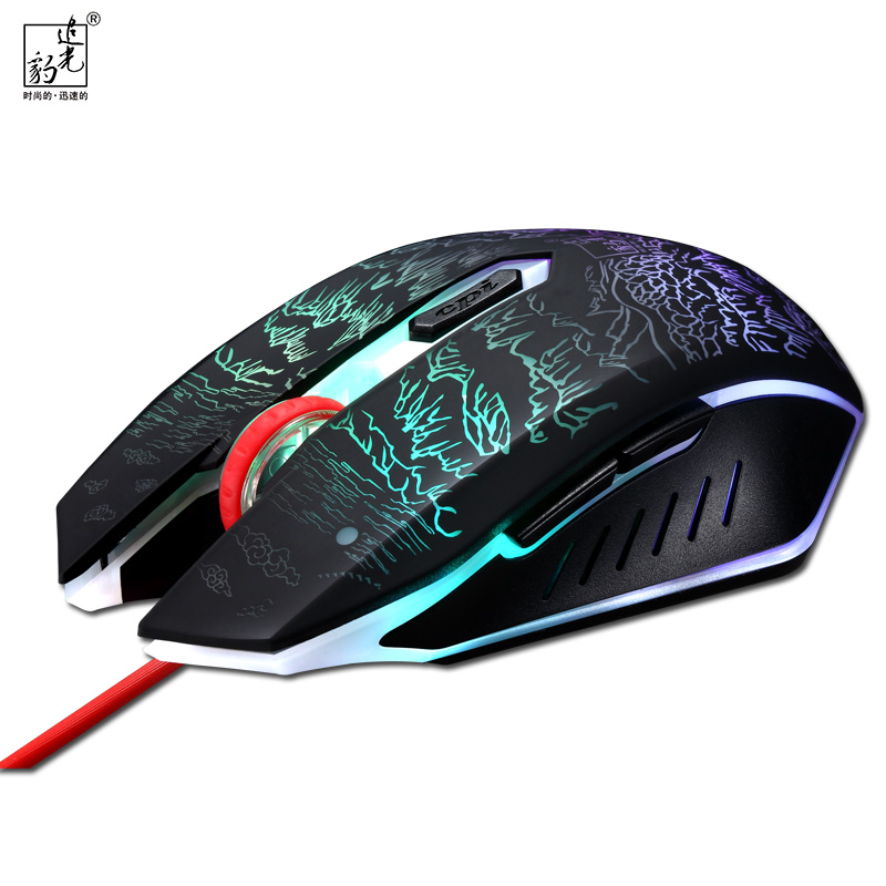CHASING LIGHT LEOPARD T9 WRANGLER 6D 발광 마우스 유선 광 USB 게임용 광 마우스 유선 인터넷 카페 마우스