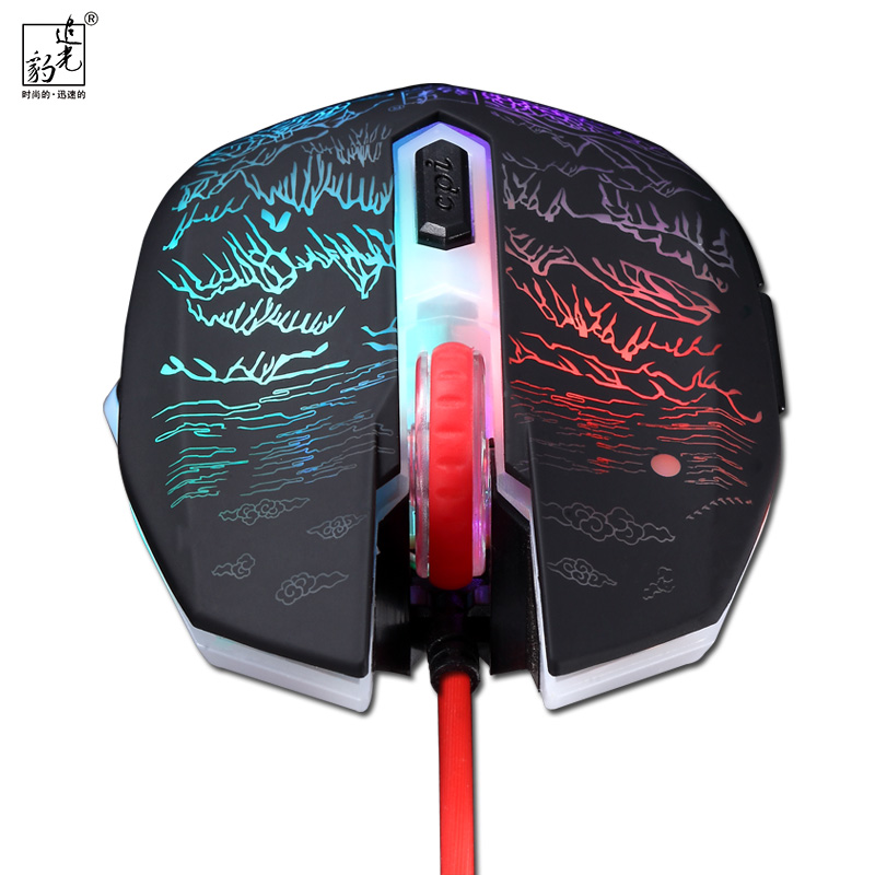 CHASING LIGHT LEOPARD T9 WRANGLER 6D 발광 마우스 유선 광 USB 게임용 광 마우스 유선 인터넷 카페 마우스