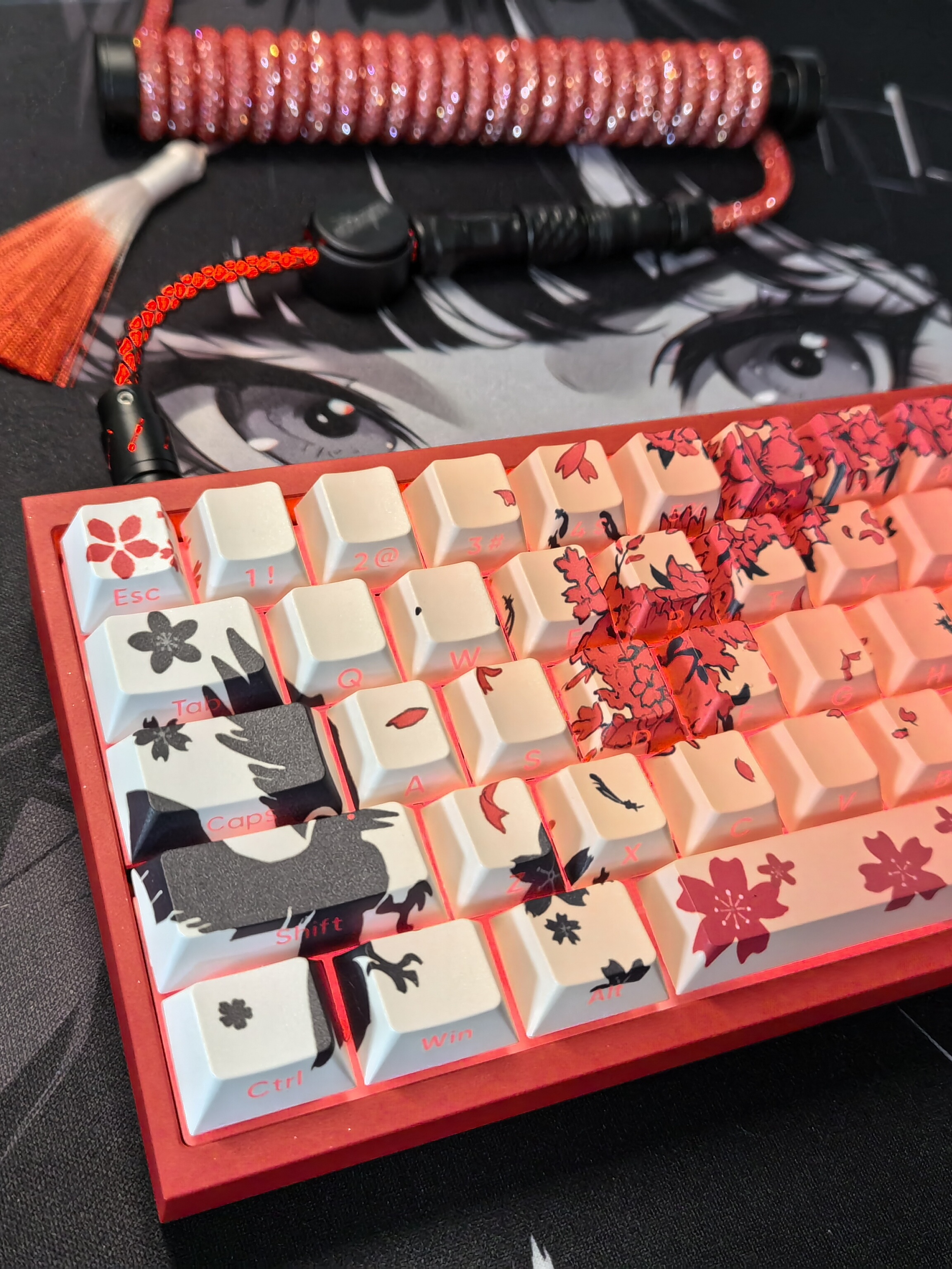 WOOTING60 SIDE ENGRAVED KEYCAPS PBT ORIGINAL TRANSLUCENT FIVE SIDES SUBLIMATION RAVEN SAKURA KEYCAPS ATK68