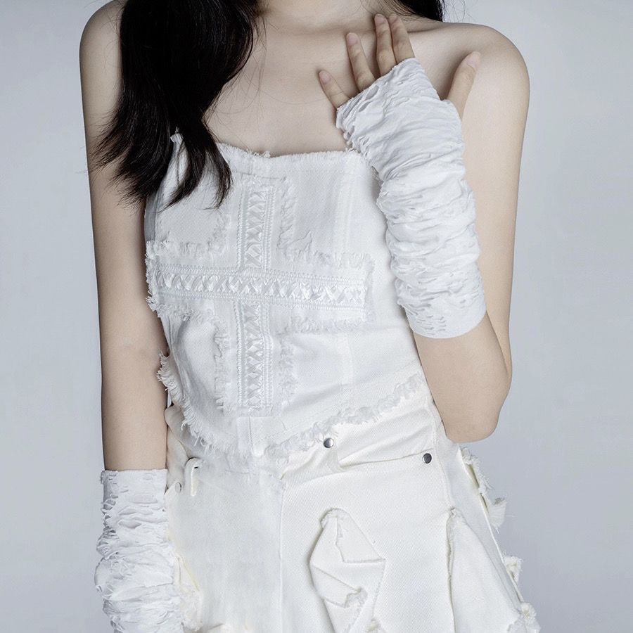 YABI WIND CULTURE HOLE BEGGAR SUNSCREEN SLEEVE COVER HOT GIRL Y2K FEMALE SPRING AND SUMMER PERSONALITY FINGER WEARING COUPLE GLOVE WRIST GUARD