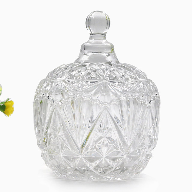 Creative European crystal glass candy jar large candy jar with lid candy box fruit tray household candy tray living room