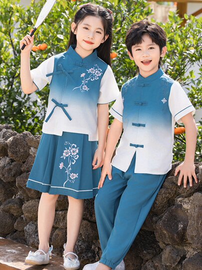 小学生春秋款校服校园运动会民族表演服套装幼儿园园服中学生班服