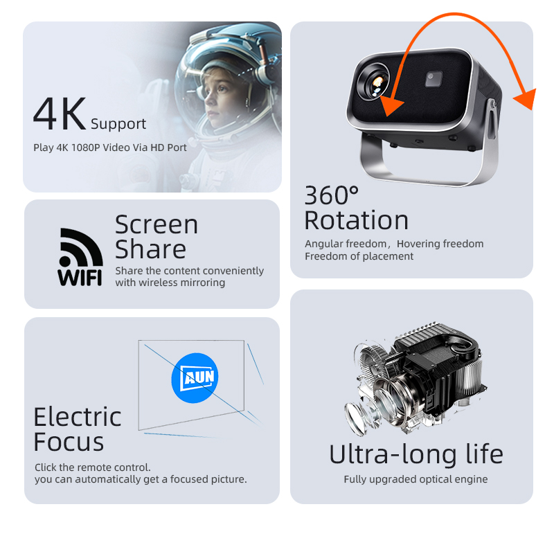 AUN A003 MINI PROJECTOR HOME THEATER PORTABLE CINEMA LED VID