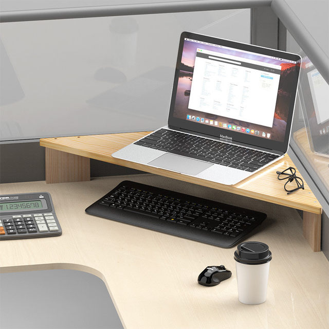 HX solid wood office desk corner computer monitor with elevated neck protection wooden LCD monitor support bracket triangle