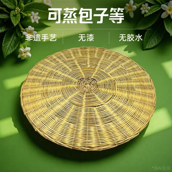 竹篦子无漆无胶水蒸馒头馍蒸笼竹垫中式非遗手工竹编制品圆形家用
