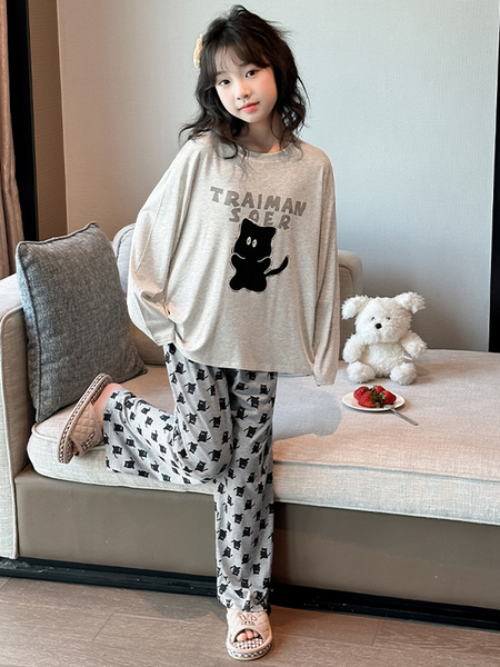 2026新款儿童长袖家居服薄款睡衣套装莫代尔女童睡衣春秋网红爆款 — 2