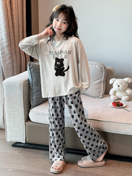 2026新款儿童长袖家居服薄款睡衣套装莫代尔女童睡衣春秋网红爆款