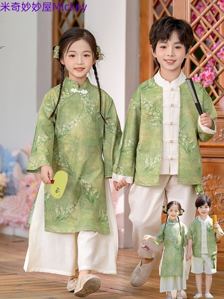 儿童春秋汉服演出服男女童国学服小学生国风大合唱朗诵古装表演服
