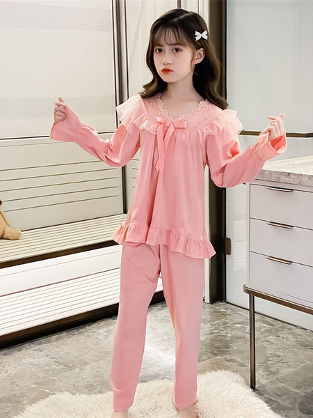 2026新款长袖中大童女孩公主风秋季家居服套装儿童睡衣女童春秋款