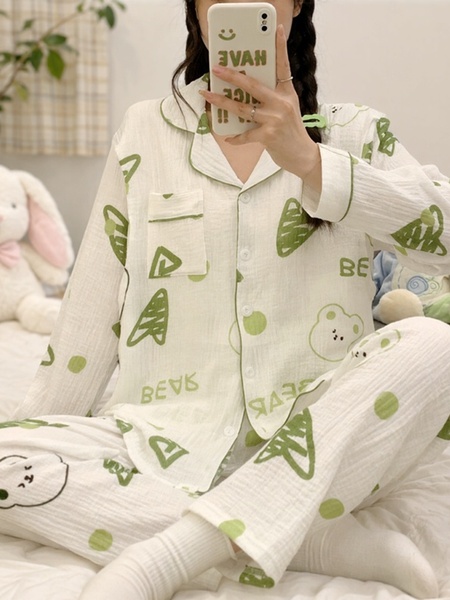 全棉纯棉月子服夏季薄款产后哺乳4月份5孕妇睡衣女产妇全棉两件套 — 3
