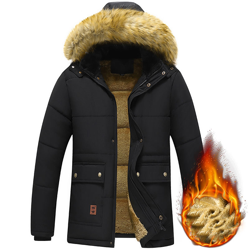 THICK WARM WINTER PARKA MEN FLEECE HOODED MEN WINTER JACKET