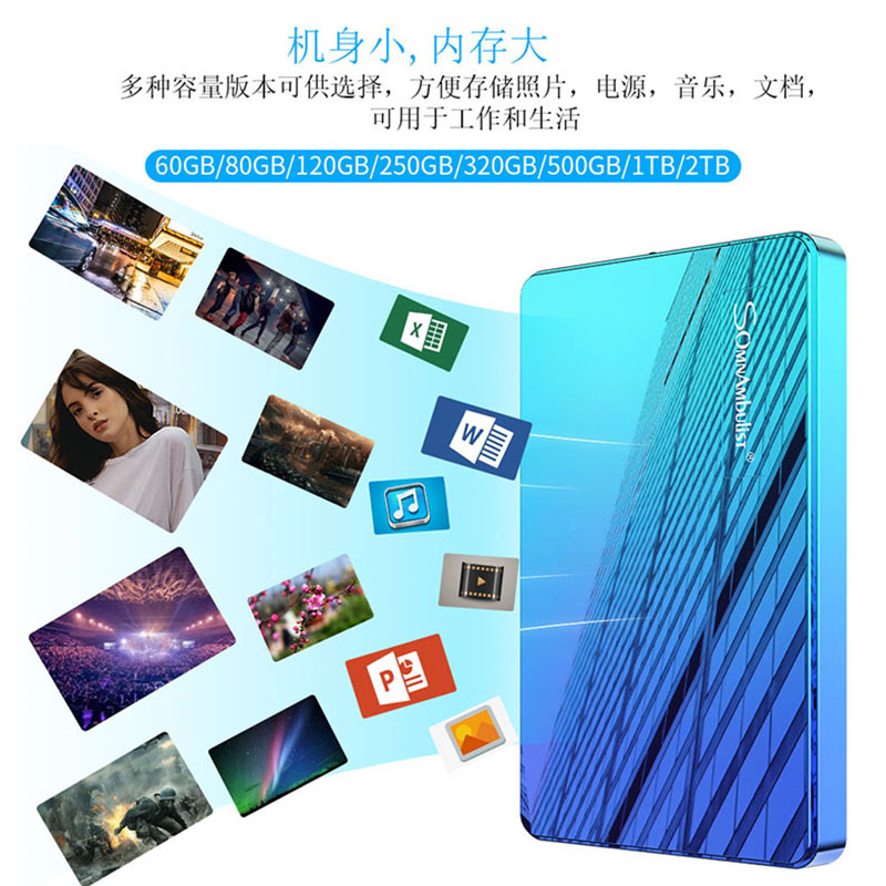 고속 모바일 하드 드라이브 2T1T  대용량 USB3.0 노트북 데스크탑 외부 휴대 전화 컴퓨터 이중 용도