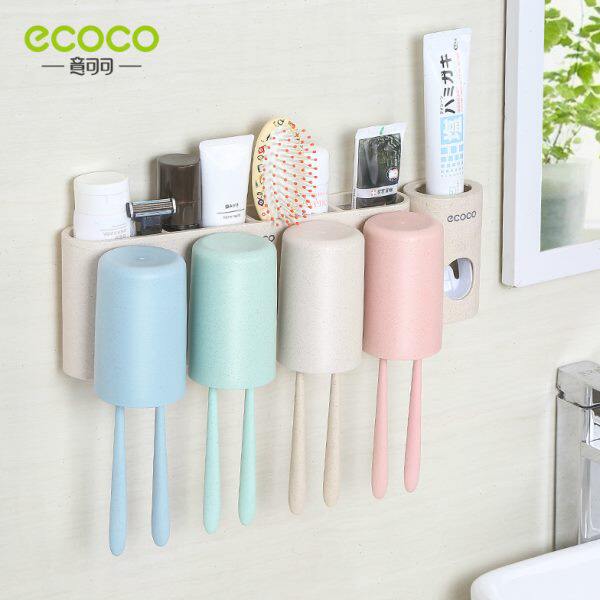 Toothbrush holder wall-mounted storage stand for bathroom, family of four, no punching tools, toothpaste washing set