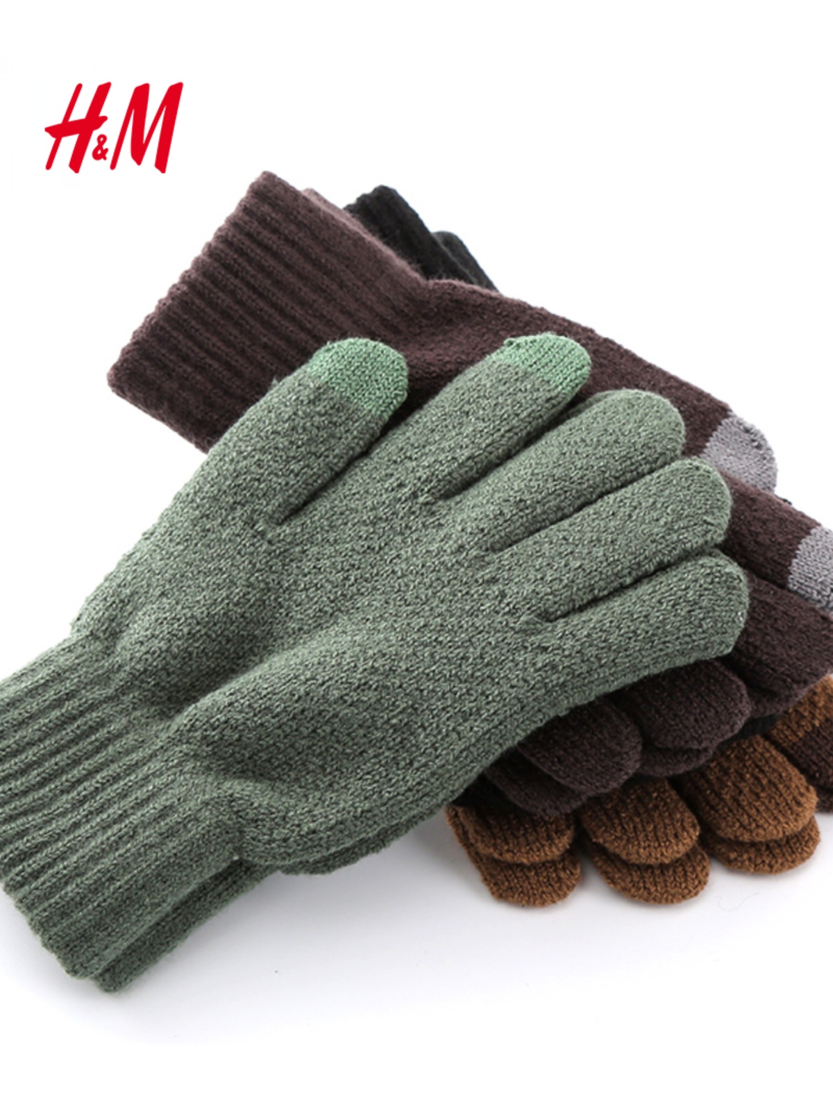 HM TOUCH SCREEN FOR MEN AND WOMEN AUTUMN AND WINTER PLUSH THICKENED COLD-PROOF WARM WOOLEN GLOVES AND WINTER CYCLING WINDPROOF KNITTED GLOVES