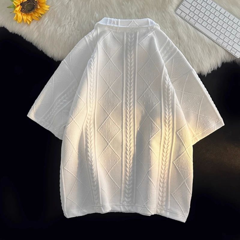 TWO PIECE SETS MEN BAGGY SHORTS LAPEL T-SHIRTS SUMMER MINIMA