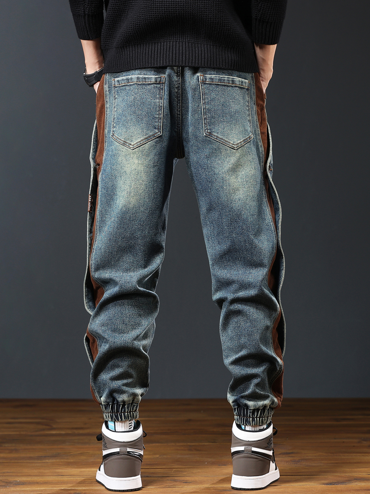 REITZ AMERICAN RETRO NOSTALGIC PATCHWORK JEANS MENS FALL PLUS SIZE CASUAL RUFFIAN LEGGINGS HAREM PANTS MEN