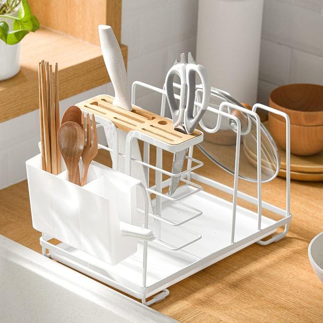 Cutting board kitchen-style integrated punch-free storage rack seat storage rack chopstick cage multi-function knife pot cover knife rack