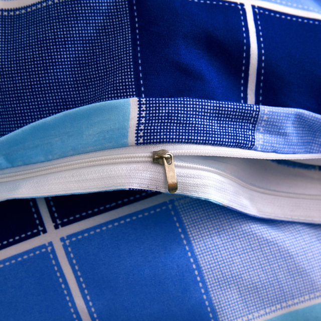 Dormitory blue and white grid d three-piece set student military training bedding single quilt cover bed sheet top and bottom bunk blue stripes 3