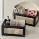 Ins retro black woven storage basket s living room coffee table desktop miscellaneous decoration box cosmetic bamboo storage box