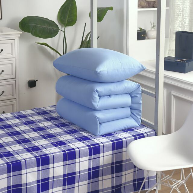 0.9 meters above and below the light sky blue student dormitory bed three-piece set of sheets, quilt covers, pillowcases, dormitory