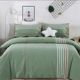 High-end pure cotton coarse sheets four-piece set pure cotton solid color three-piece set pastoral style striped checkered butterfly buckle pillow case