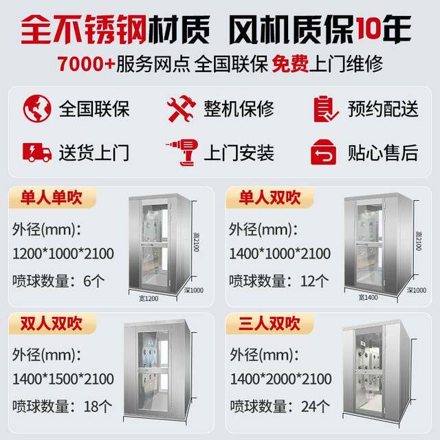 Suzhou special-shaped stainless steel air shower room customized multi-side inlet and one side air shower room purification door electronic factory air shower room