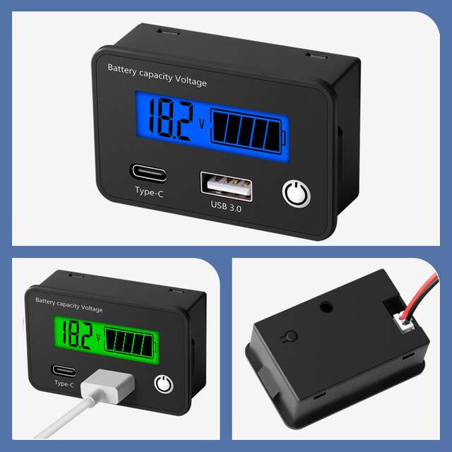 USB fast charging Type-C power meter dc8-30V DC battery power meter display lead acid battery lithium