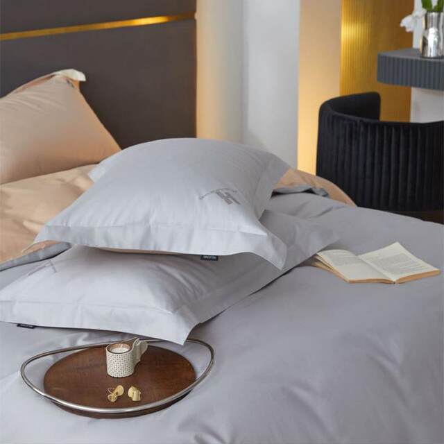 New pure cotton embroidery double-paired H style cotton four-piece set solid color bed sheet bedding set