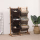 Storage basket Solid wood rattan hanging basket storage rack Floor-mounted bedroom storage rack Multi-layer storage rack Simple modern living room