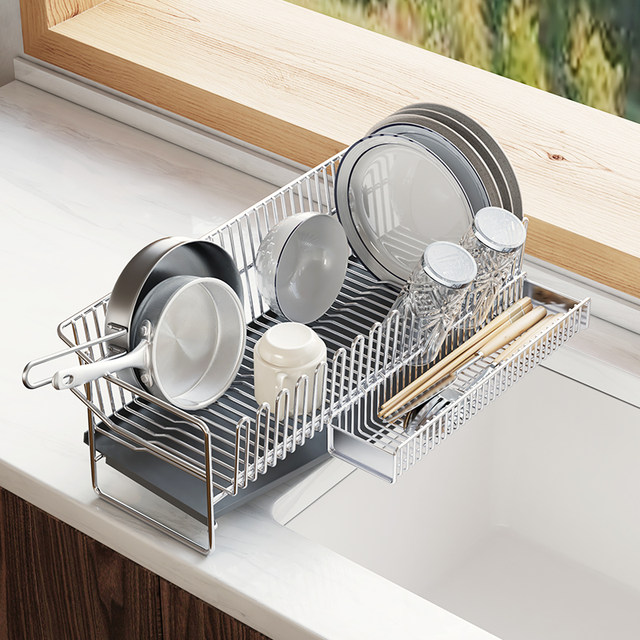 304 stainless steel kitchen dish rack drain rack drying rack narrow edge ultra-narrow pool bowls chopsticks bowls plate storage layer