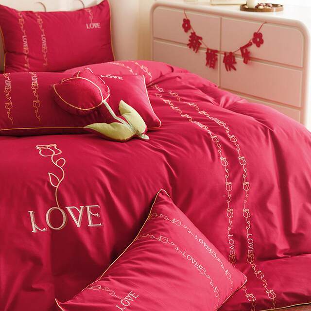 100 long velvet covers wedding four-color set big red sheets 522 pure cotton quilts for home wedding quilts for bed