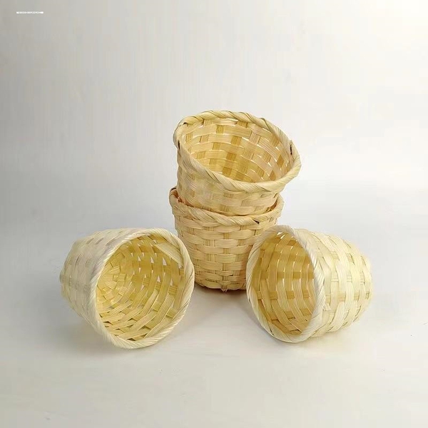 竹编小篮子圆形小提篮日料迷你点心篮海鲜姿造拼盘点缀小篮子摆A