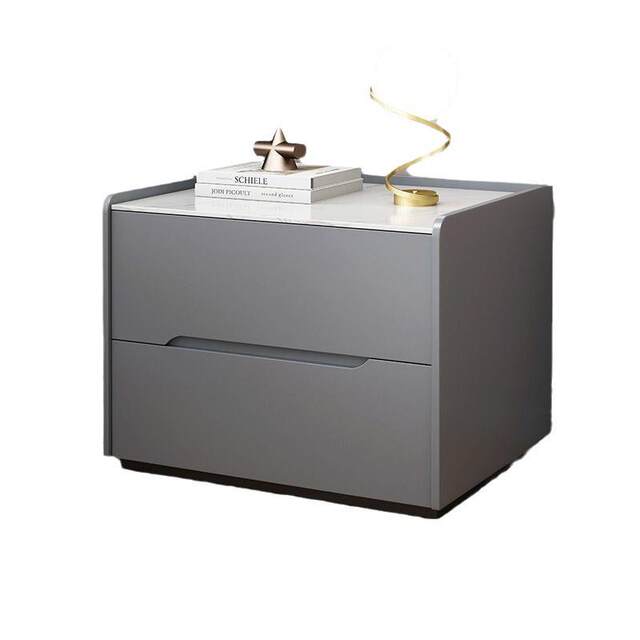 Fully solid wood stone slab painted bedside table simple modern minimalist creative storage cabinet small storage cabinet complete installation