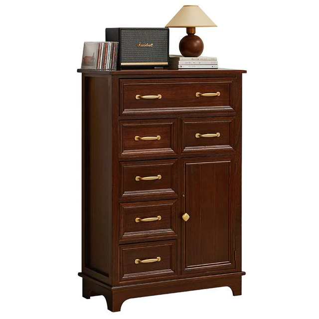 Solid wood chest of cabinets living room wall storage cabinet storage cabinet multi-layer vertical cabinet American chest of cabinets miscellaneous drawers small cabinets